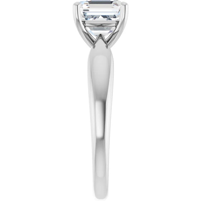 Asscher White Gold Solitaire Moissanite Engagement Ring