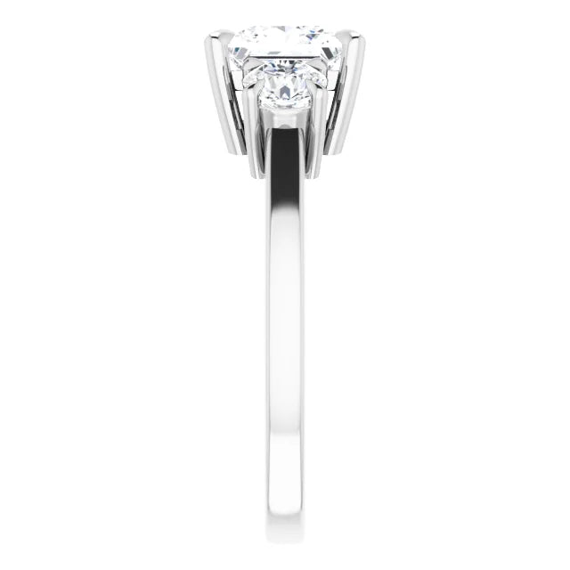 Princess White Gold Tri Stone Moissanite Engagement Ring