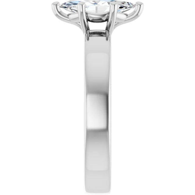 Marquise Wide Band Solitaire Engagement Ring