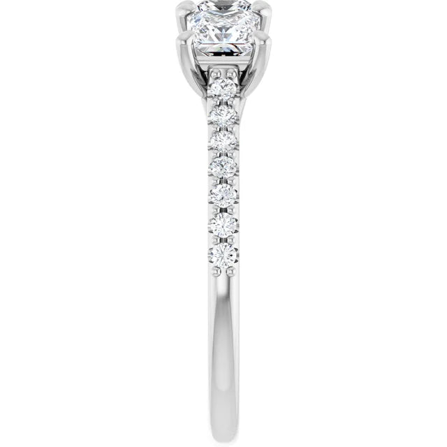 Princess Tri -Stone Style Engagement Ring