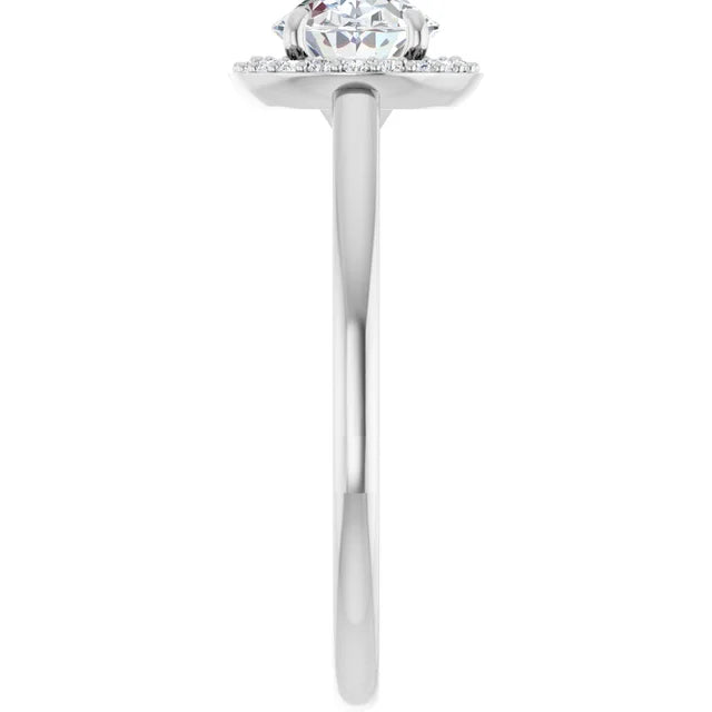 Oval White Gold East West Halo Moissanite Engagement Ring