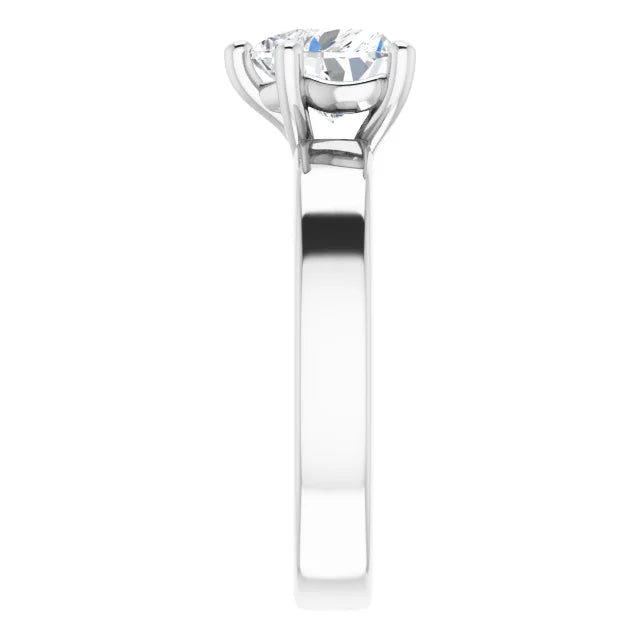 Heart Wide Band Solitaire Engagement Ring