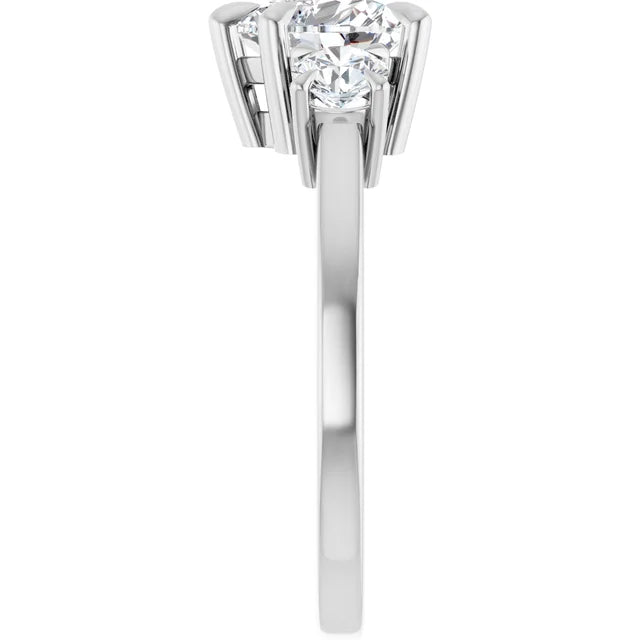 Heart White Gold Tri Stone Moissanite Engagement Ring