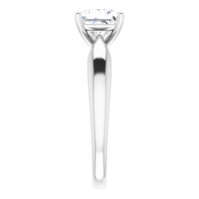 Princess White Gold Solitaire Moissanite Engagement Ring
