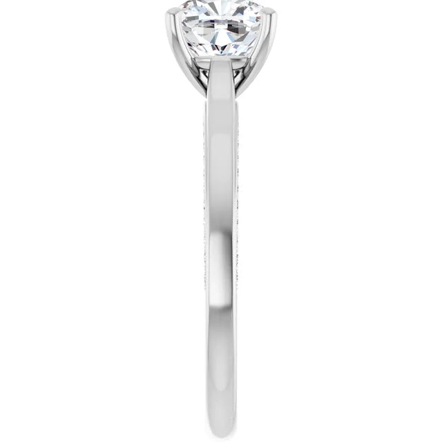 Cushion White Gold Solitaire Moissanite Engagement Ring