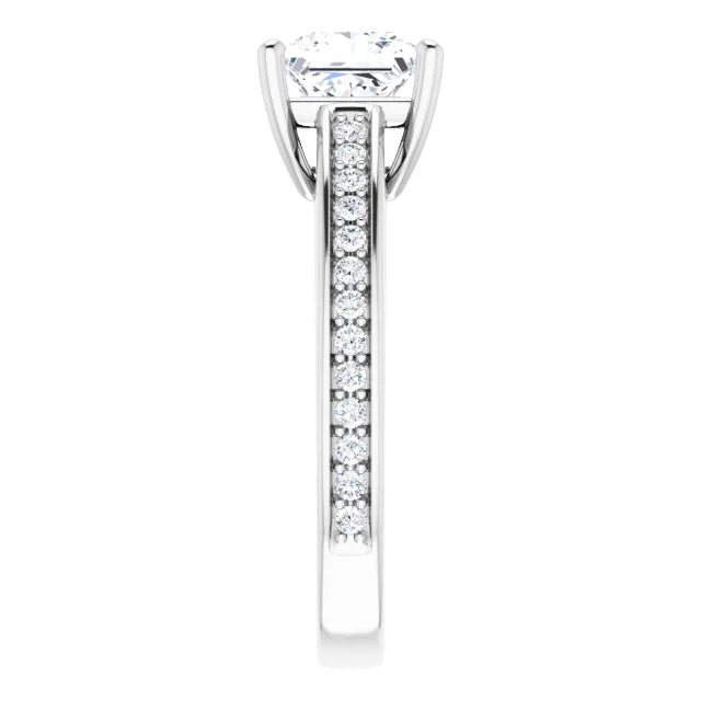 Princess White Gold Claw Set Style Moissanite Engagement Ring