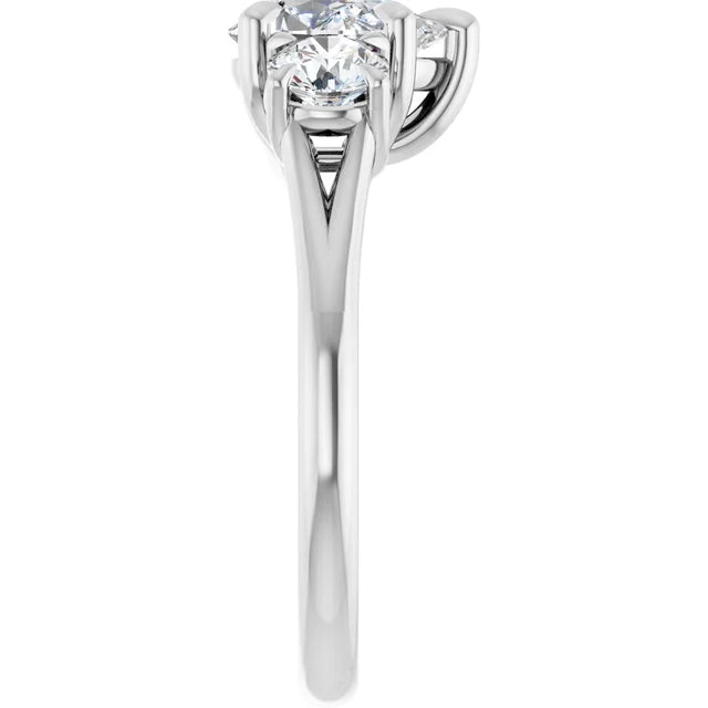 Pear White Gold Tri Stone Moissanite Engagement Ring