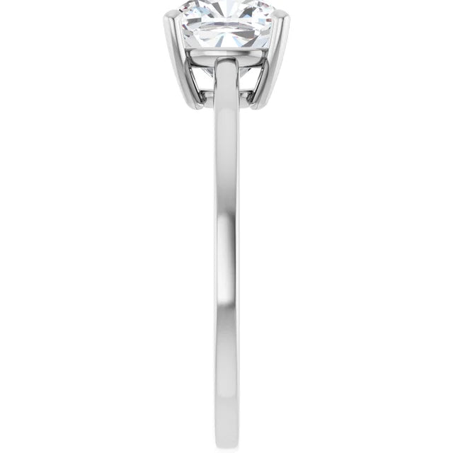 Cushion White Gold Solitaire Moissanite Engagement Ring