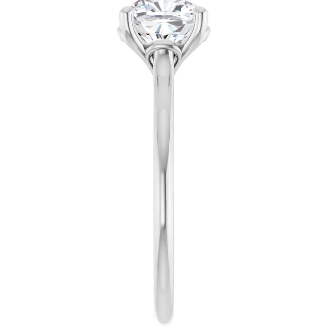 Cushion White Gold Four Claw Solitaire Moissanite Engagement Ring