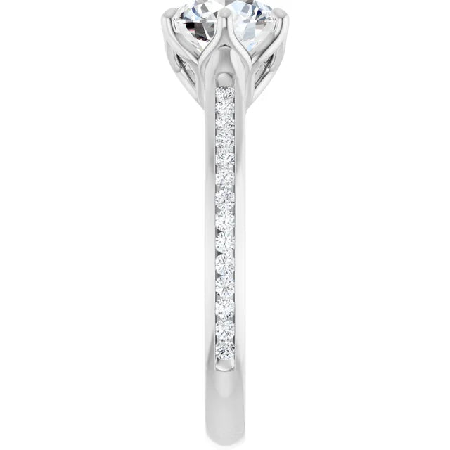 Round Brilliant Six Claw Channel Set Style Engagement Ring