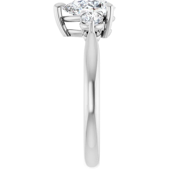 Pear White Gold Tri Stone Moissanite Engagement Ring