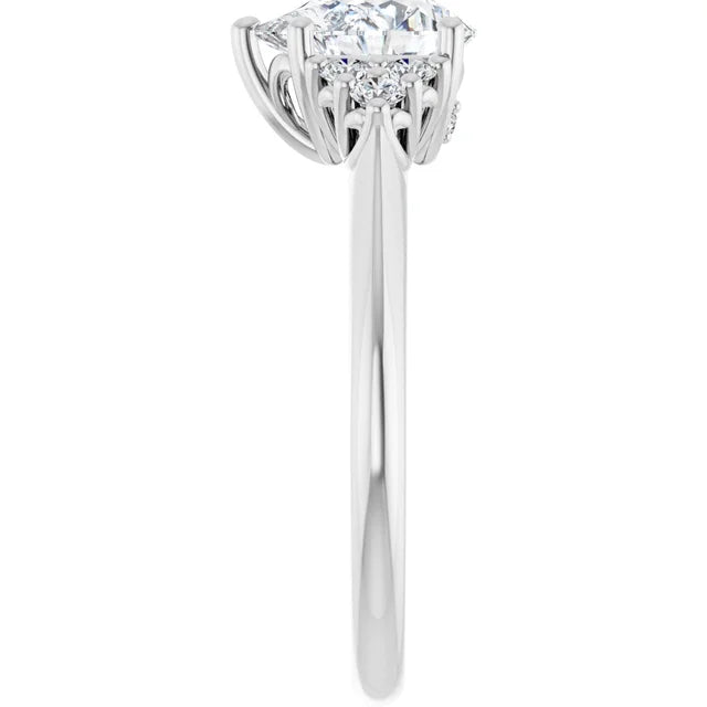 Pear White Gold Accent Style Moissanite Engagement Ring
