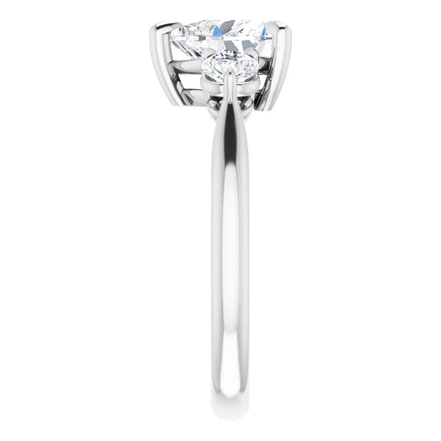 Heart White Gold Tri Stone Moissanite Engagement Ring