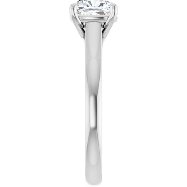 Four Claw Cushion White Gold Solitaire Moissanite Engagement Ring