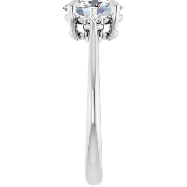 Oval White Gold Accent Moissanite Engagement Ring