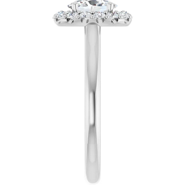 Oval Halo Solitaire White Gold Moissanite Engagement Ring