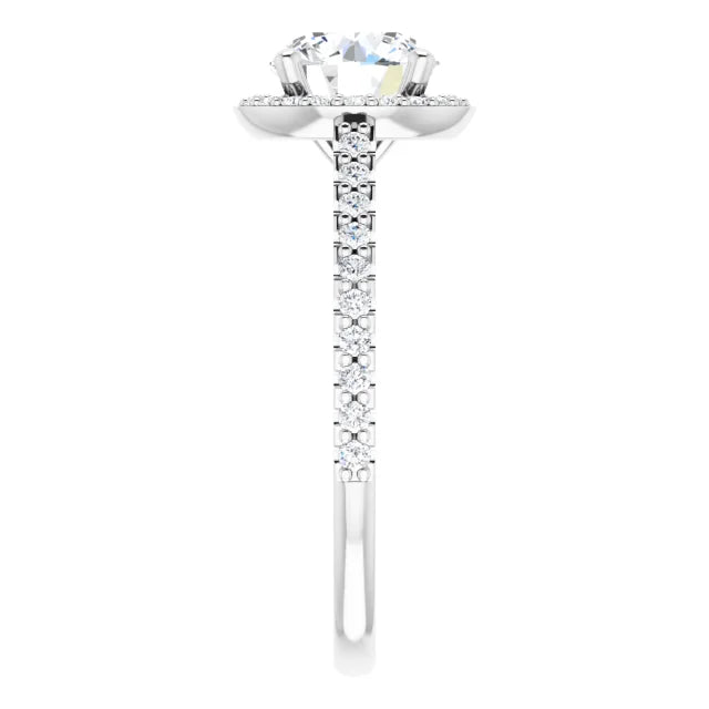 Round Brilliant White Gold Halo Moissanite Engagement Ring
