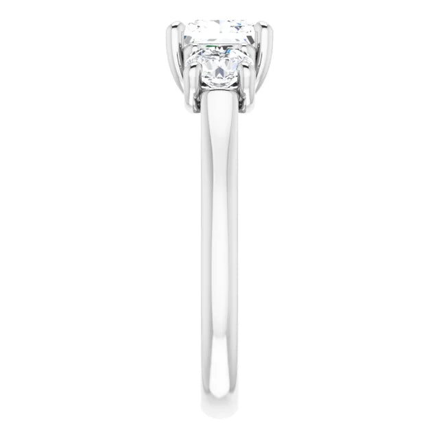 Princess White Gold Tri Stone Moissanite Engagement Ring