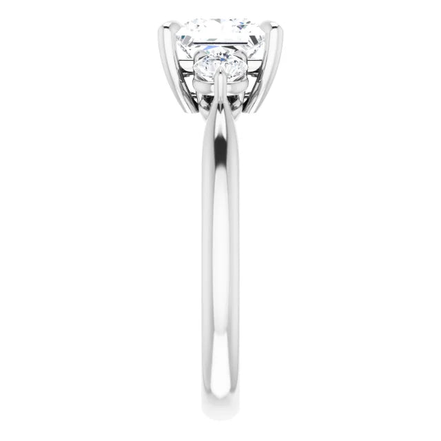Princess White Gold Tri Stone Moissanite Engagement Ring