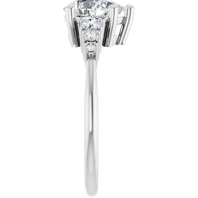 Pear Multi Stone Accent Style Engagement Ring