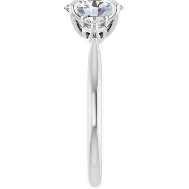 Oval White Gold Tri Stone Moissanite Engagement Ring