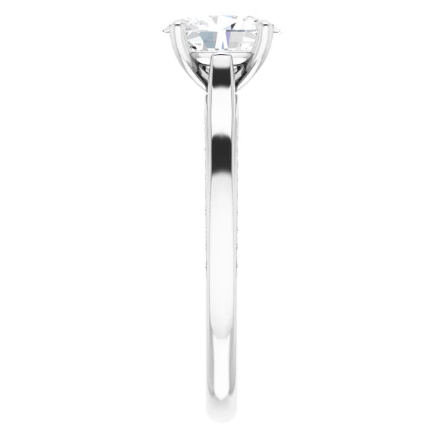 Oval White Gold Solitaire Moissanite Engagement Ring