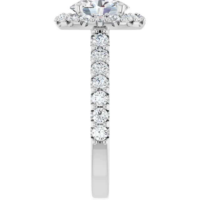 Oval White Gold Halo Moissanite Engagement Ring