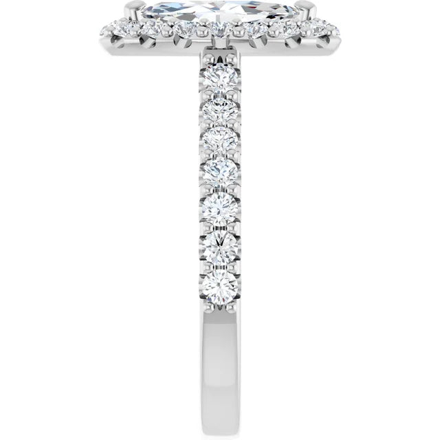 Marquise White Gold Halo Moissanite Engagement Ring