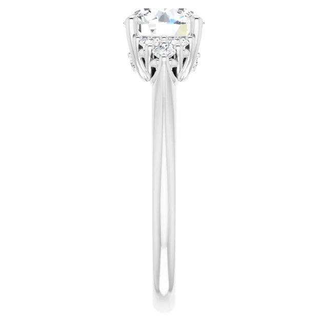 Round Brilliant White Gold Accent Style Moissanite Engagement Ring