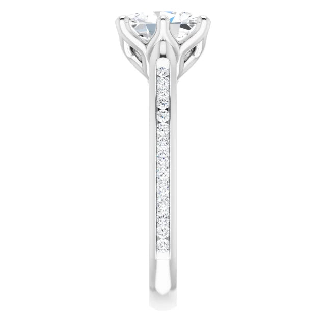 Oval Six Claw Channel Set Style Engagement Ring