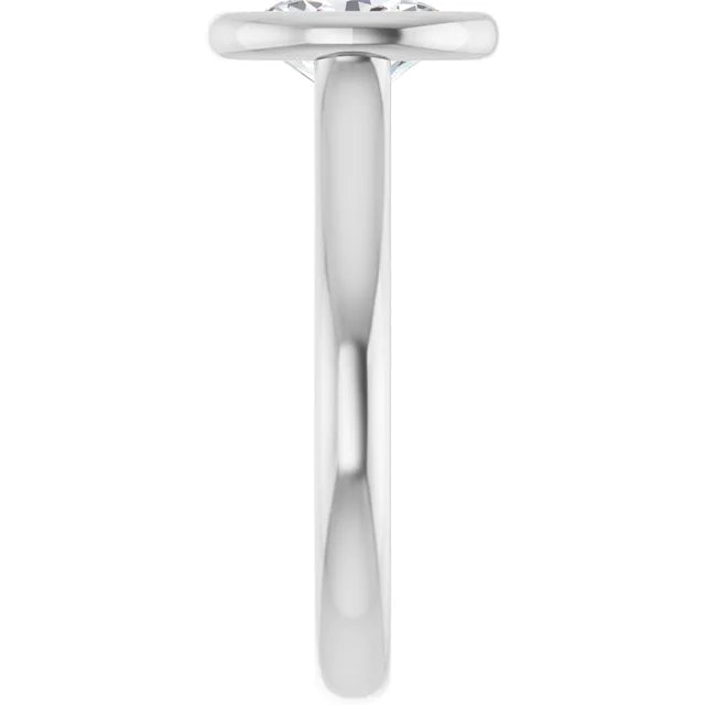 Oval Solitaire White Gold Bezel Moissanite Engagement Ring