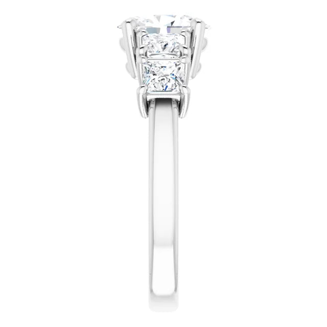 Oval Multi Stone Accent Style Engagement Ring