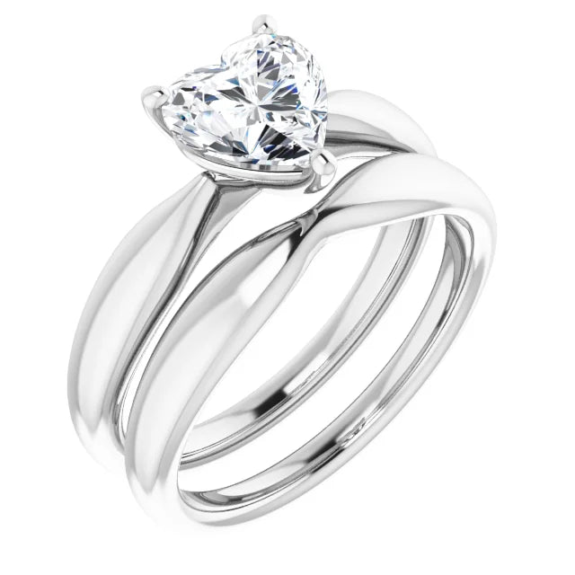 Heart White Gold Solitaire Moissanite Engagement Ring