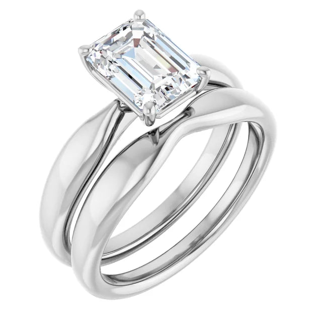 Emerald White Gold Solitaire Moissanite Engagement Ring