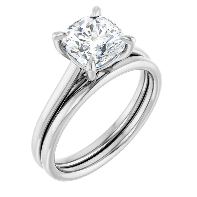 Four Claw Cushion Solitaire Engagement Ring
