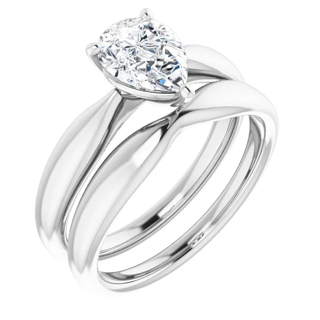 Pear White Gold Solitaire Moissanite Engagement Ring