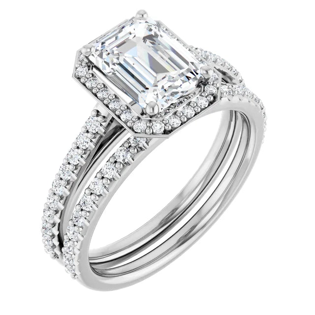 Emerald Halo Style Engagement Ring