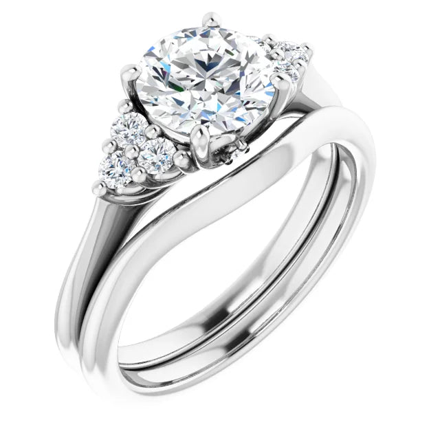 Round Brilliant White Gold Accent Style Moissanite Engagement Ring