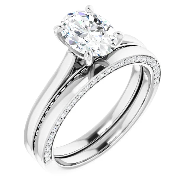 Oval White Gold Solitaire Moissanite Engagement Ring