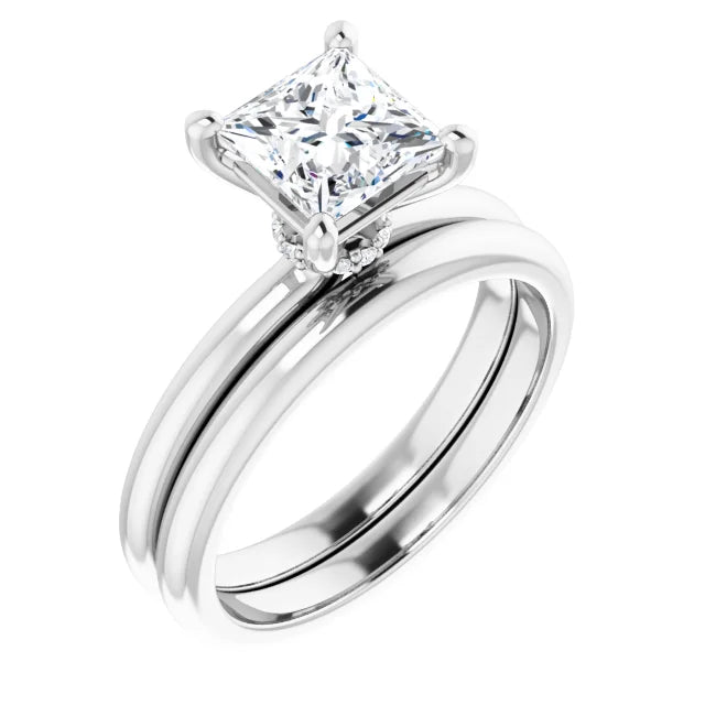 Princess White Gold Solitaire Moissanite Engagement Ring