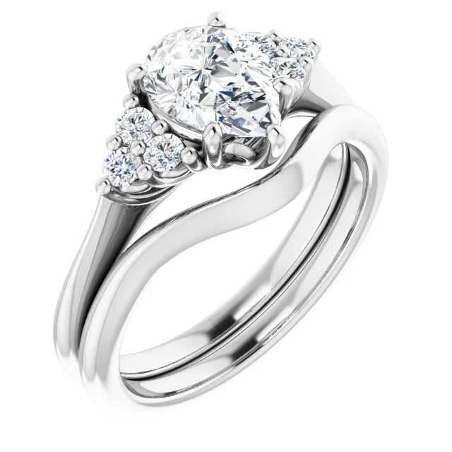 Pear White Gold Accent Style Moissanite Engagement Ring