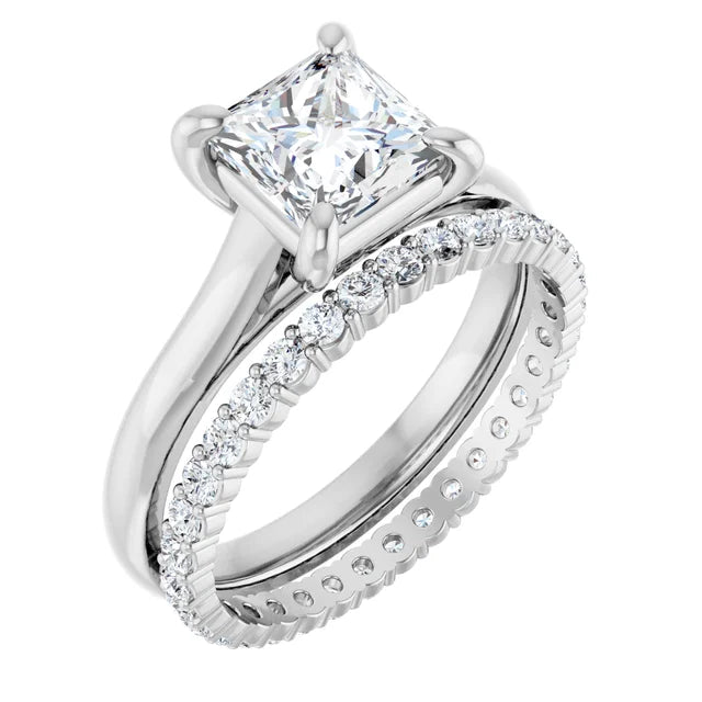 Four Claw Princess Solitaire Engagement Ring