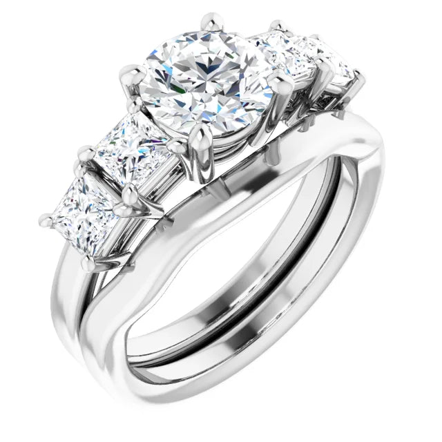 Round Brilliant Multi Stone Accent Style Engagement Ring