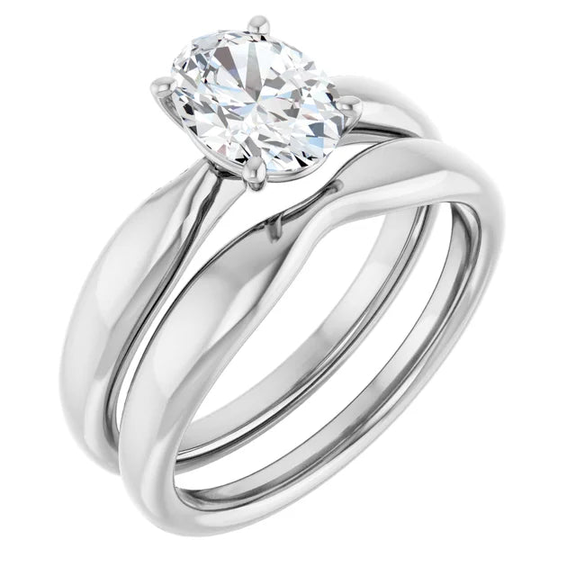 Oval White Gold Solitaire Moissanite Engagement Ring