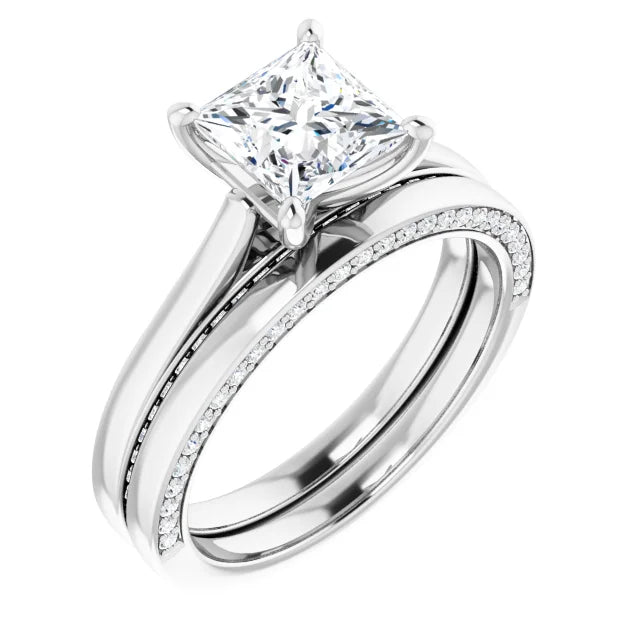 Princess White Gold Solitaire Moissanite Engagement Ring