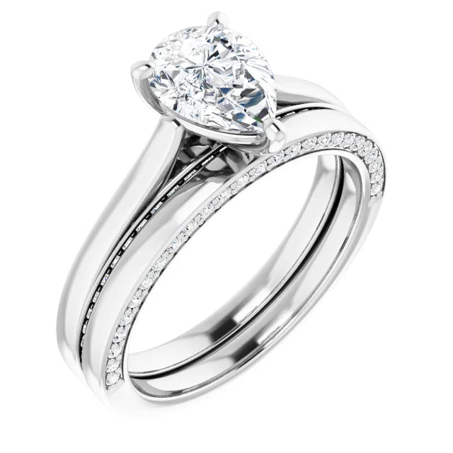 Pear White Gold Solitaire Moissanite Engagement Ring