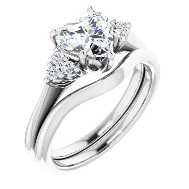 Heart White Gold Accent Style Moissanite Engagement Ring