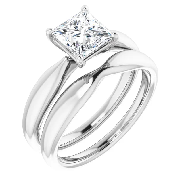 Princess White Gold Solitaire Moissanite Engagement Ring