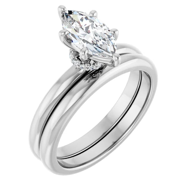 Marquise White Gold Solitaire Moissanite Engagement Ring