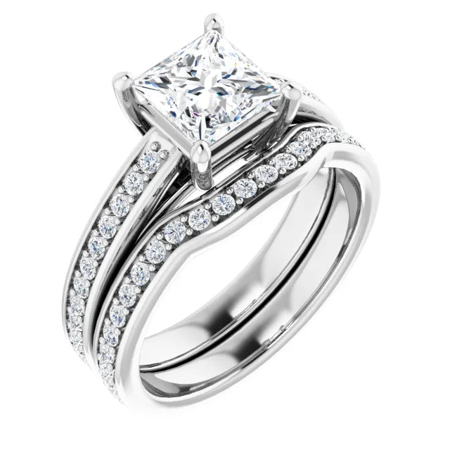 Princess White Gold Claw Set Style Moissanite Engagement Ring